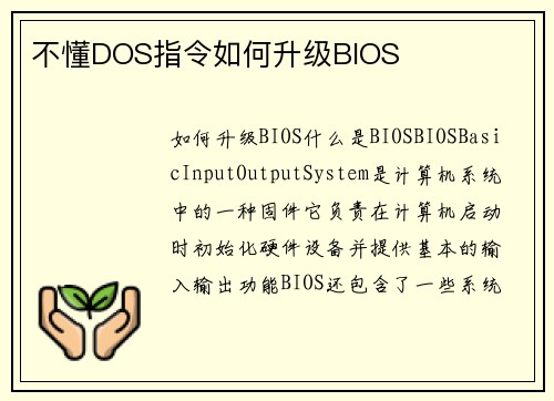 不懂DOS指令如何升级BIOS